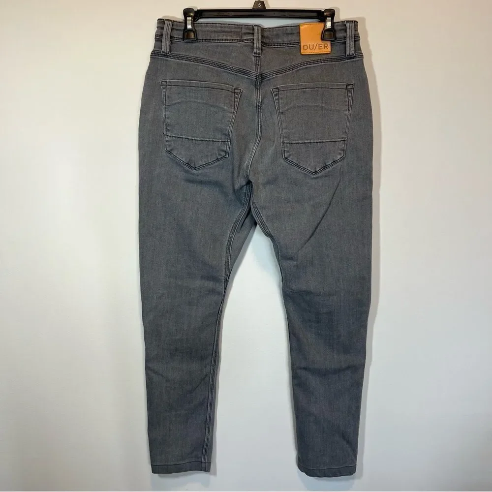 Du/er Jeans Men’s L2X Relaxed Taper Fit Gray Denim Stretch 31x28